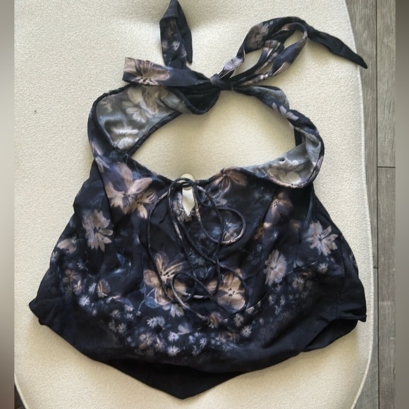 NWOT Free People, Tessa Tank, Medium in Blue Motif - Picture 4 of 6